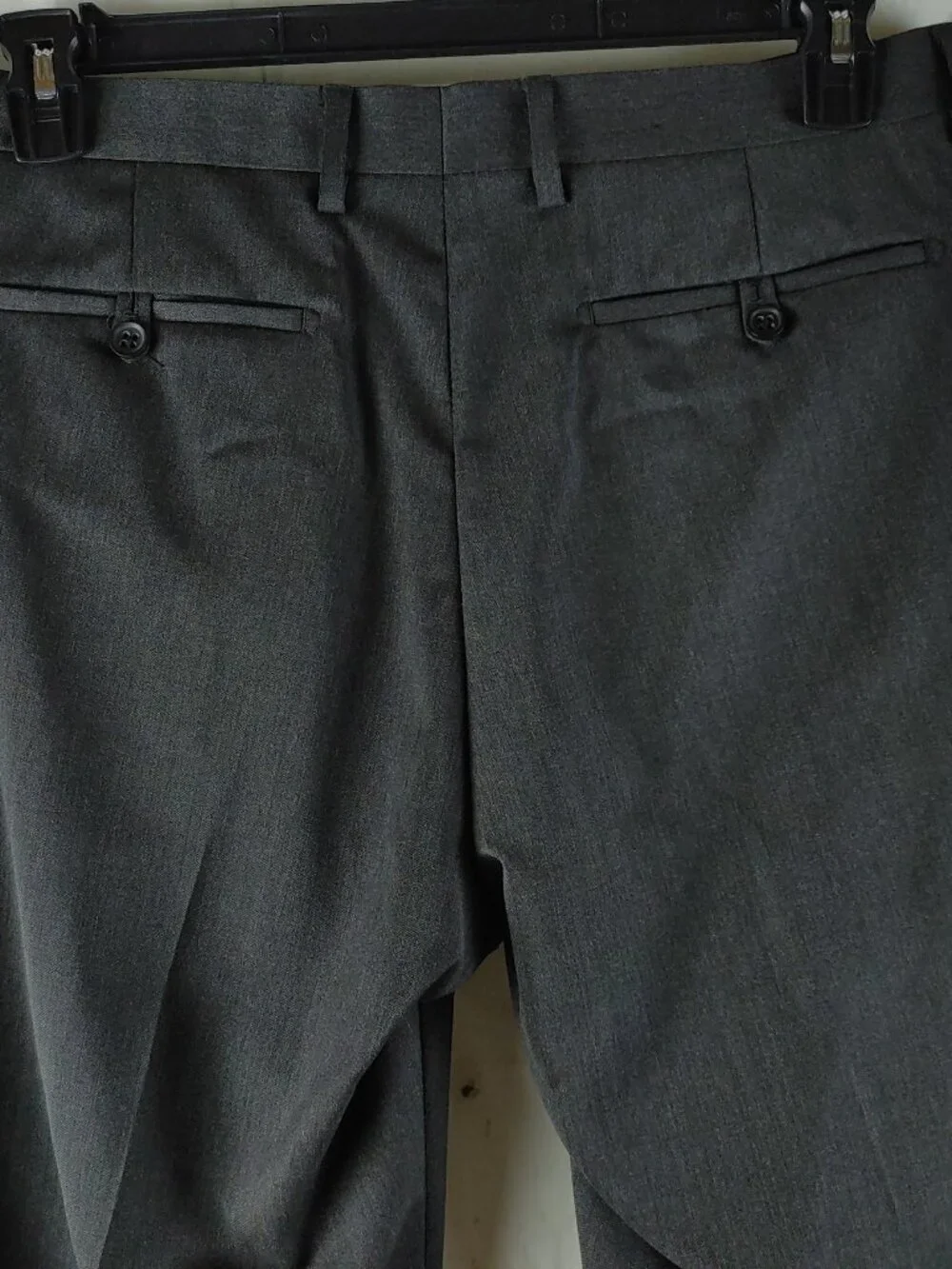 Banana Republic Modern 42S Wool 3 Button Charcoal Gray 2pc Suit 34x36 Flat Front